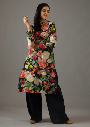 Black printed tunic and palazzo