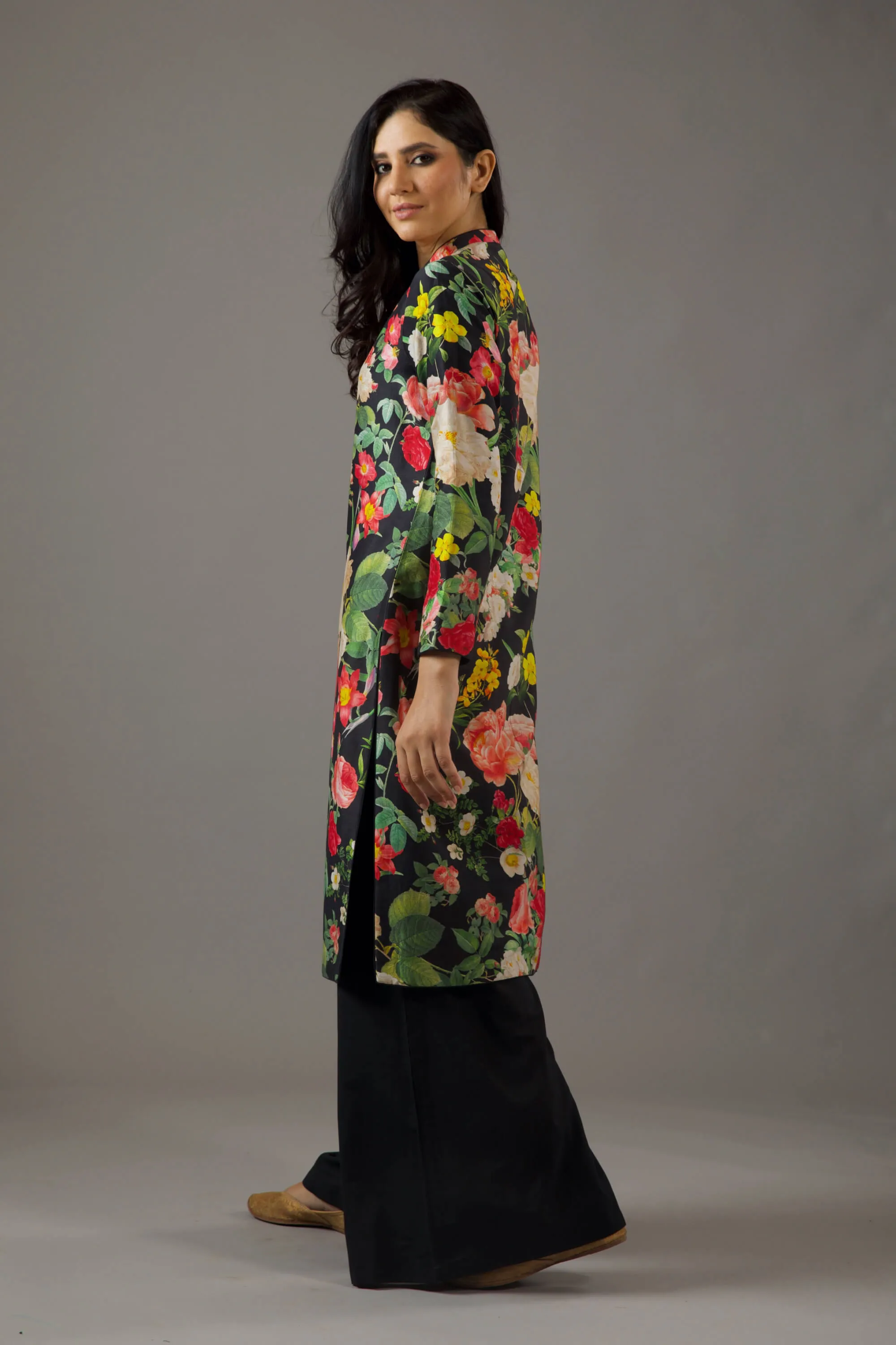 Black printed tunic and palazzo