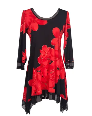 Black Red Floral Tunic