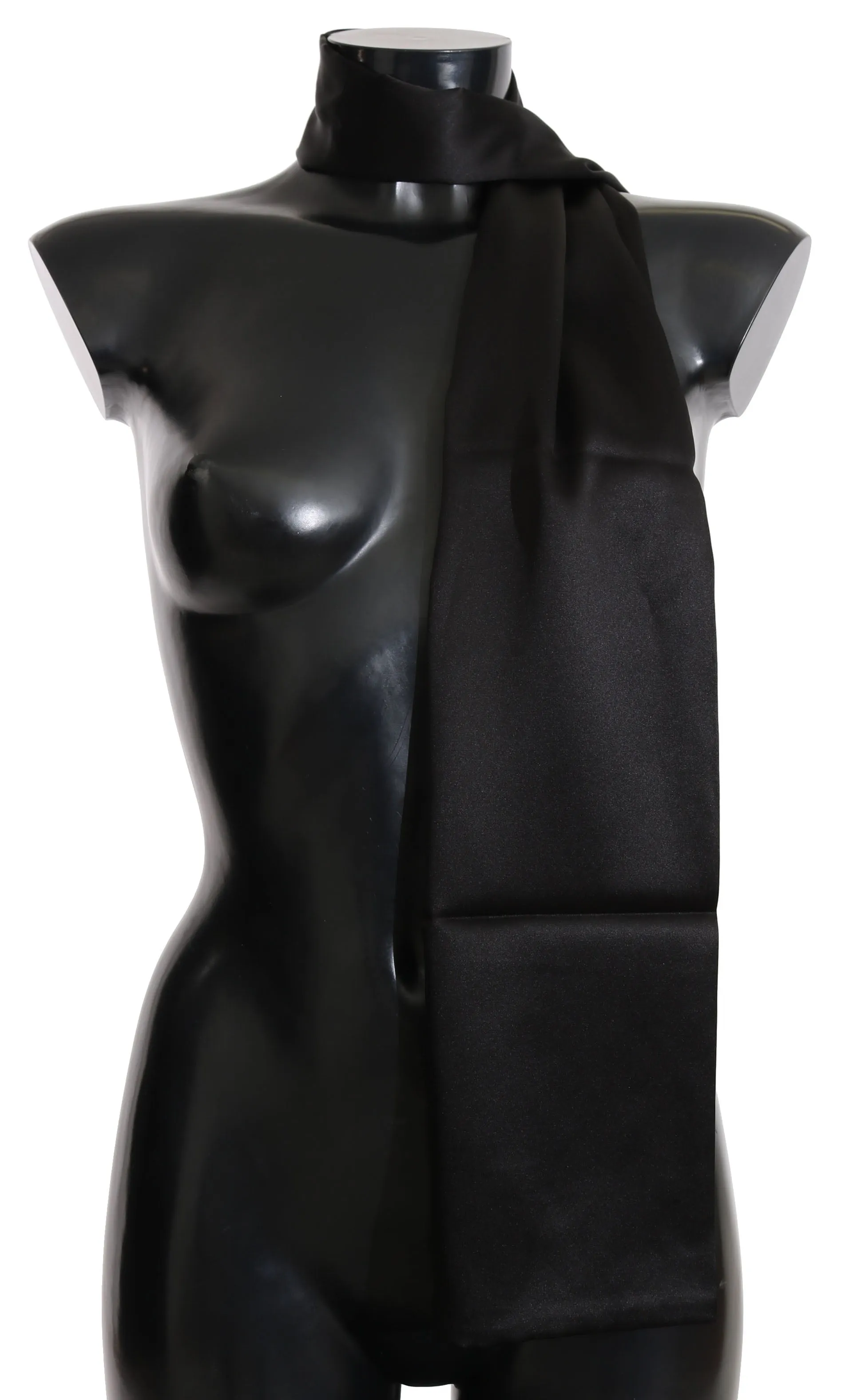 Black Silk Shawl Necktie Wrap Women Scarf