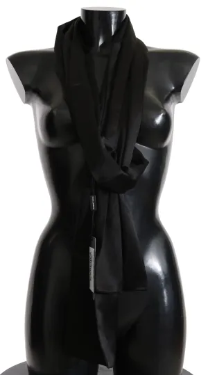 Black Silk Shawl Necktie Wrap Women Scarf