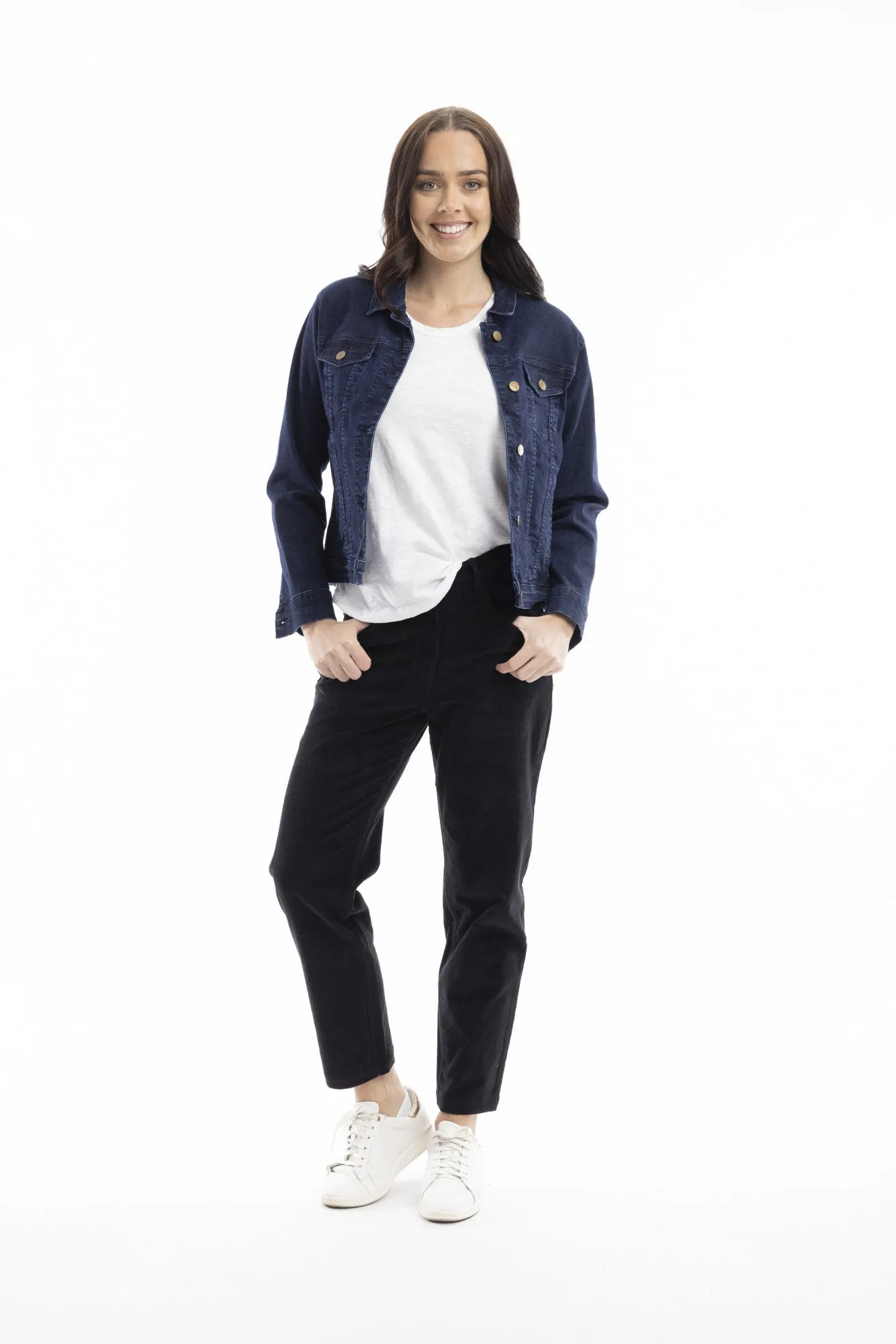 Black Solid Cord Jeans