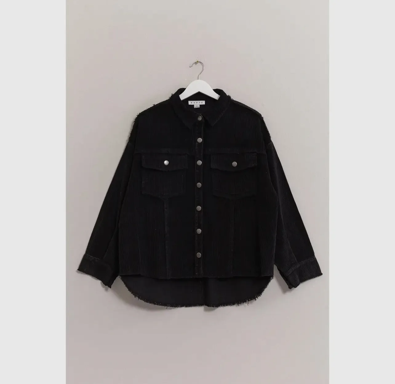 Black Washed Corduroy Shacket