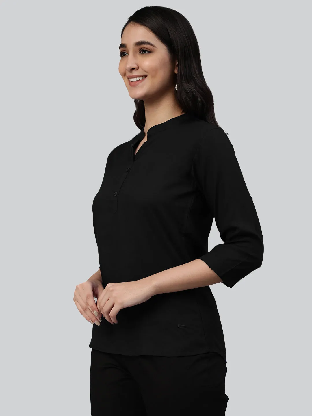 Black Woven Rayon Tunic #430