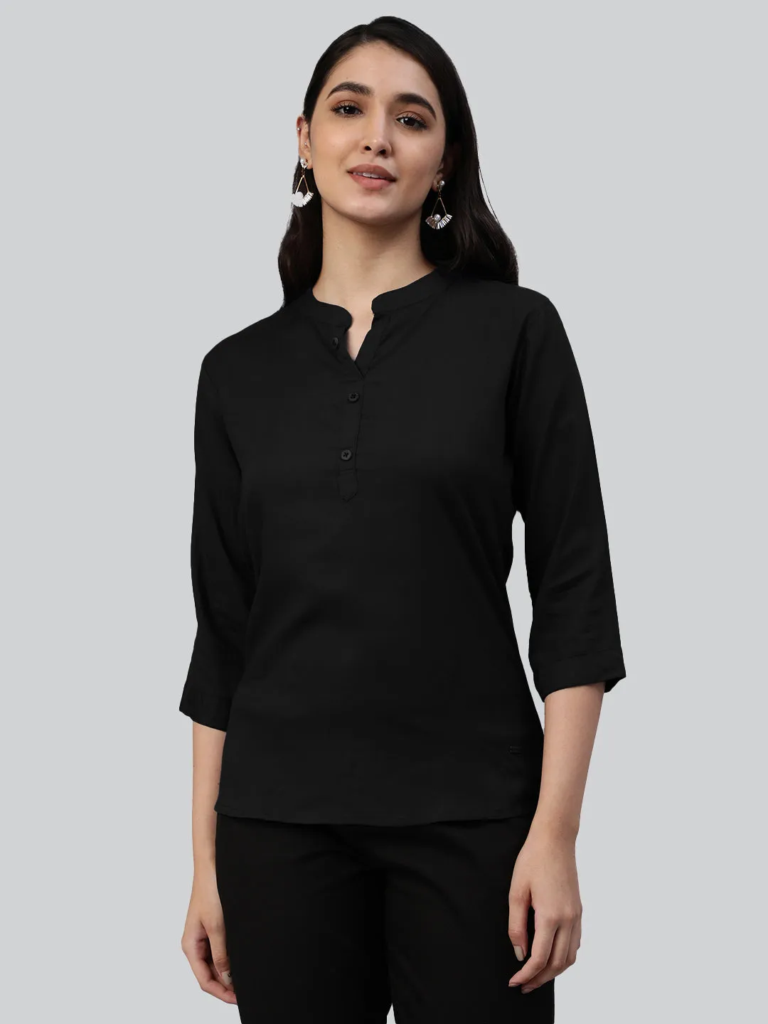 Black Woven Rayon Tunic #430