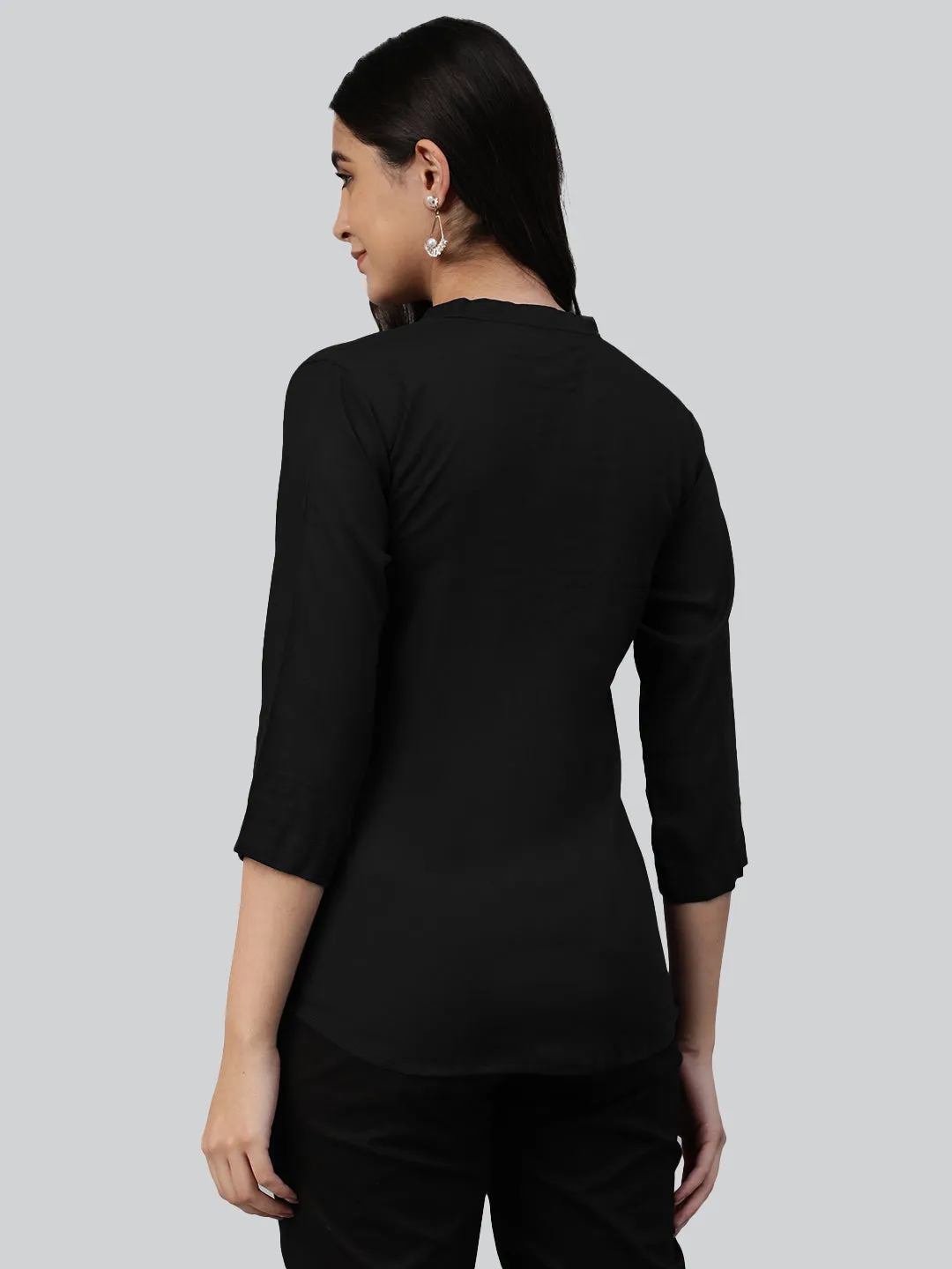Black Woven Rayon Tunic #430