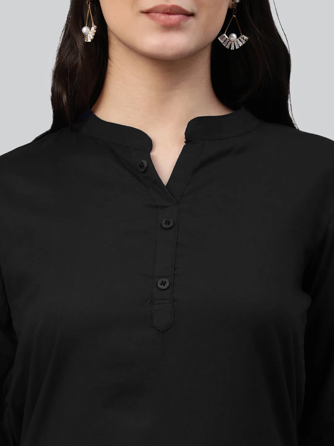 Black Woven Rayon Tunic #430