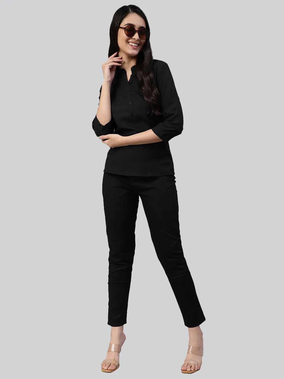 Black Woven Rayon Tunic #430