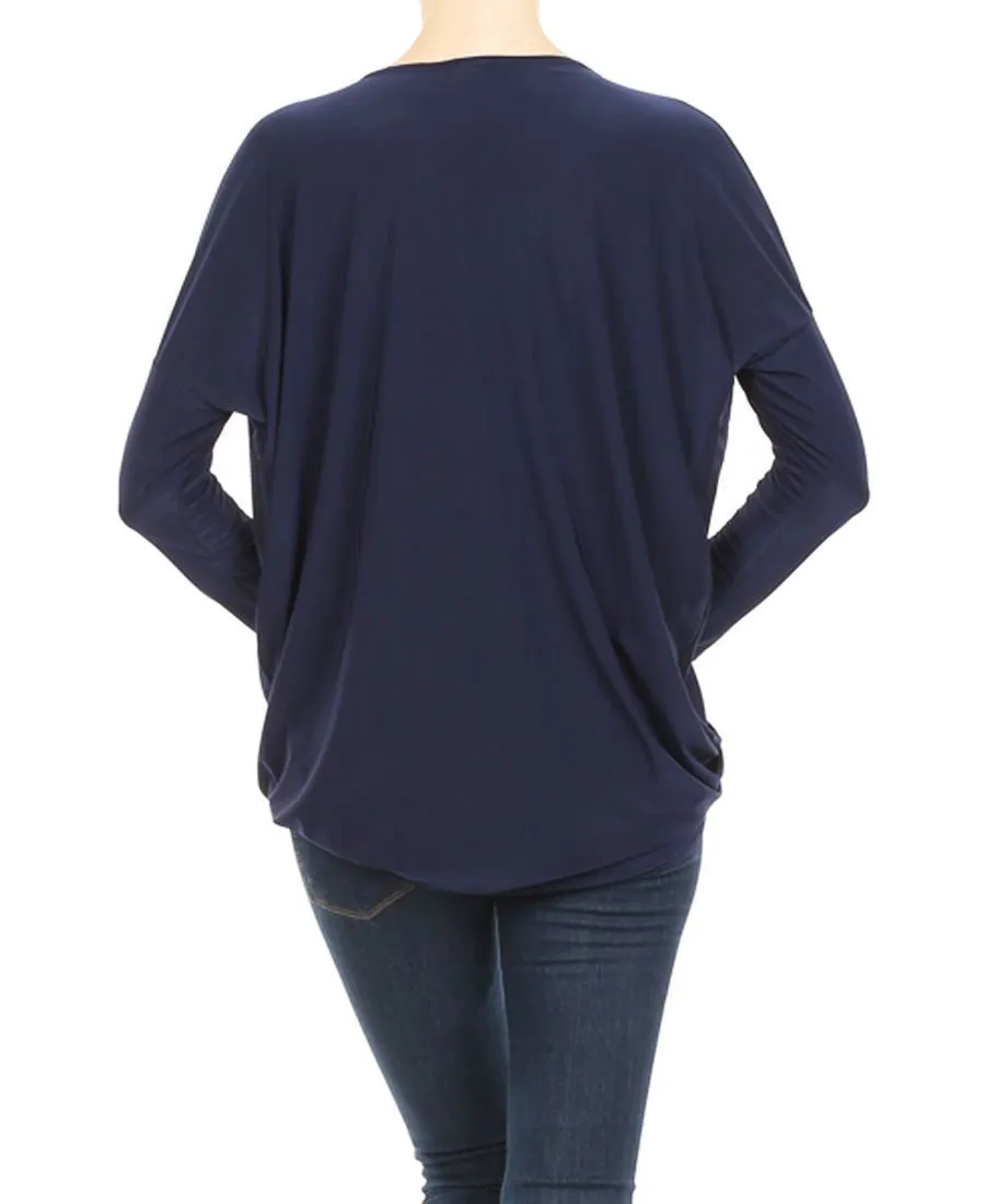 Blouse Long Sleeve Wrap Twist Red