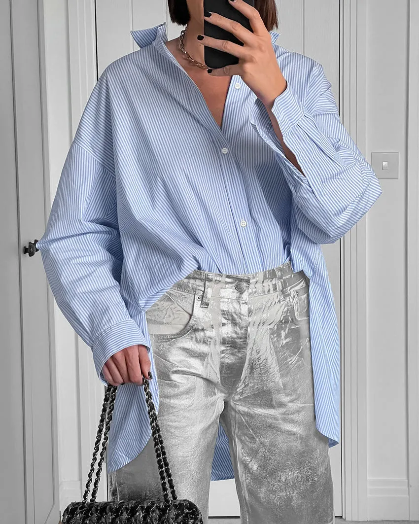 Blue Striped Long Sleeve Shirt