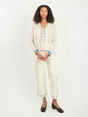 Blue/Cream Embroidered Cornflower Top
