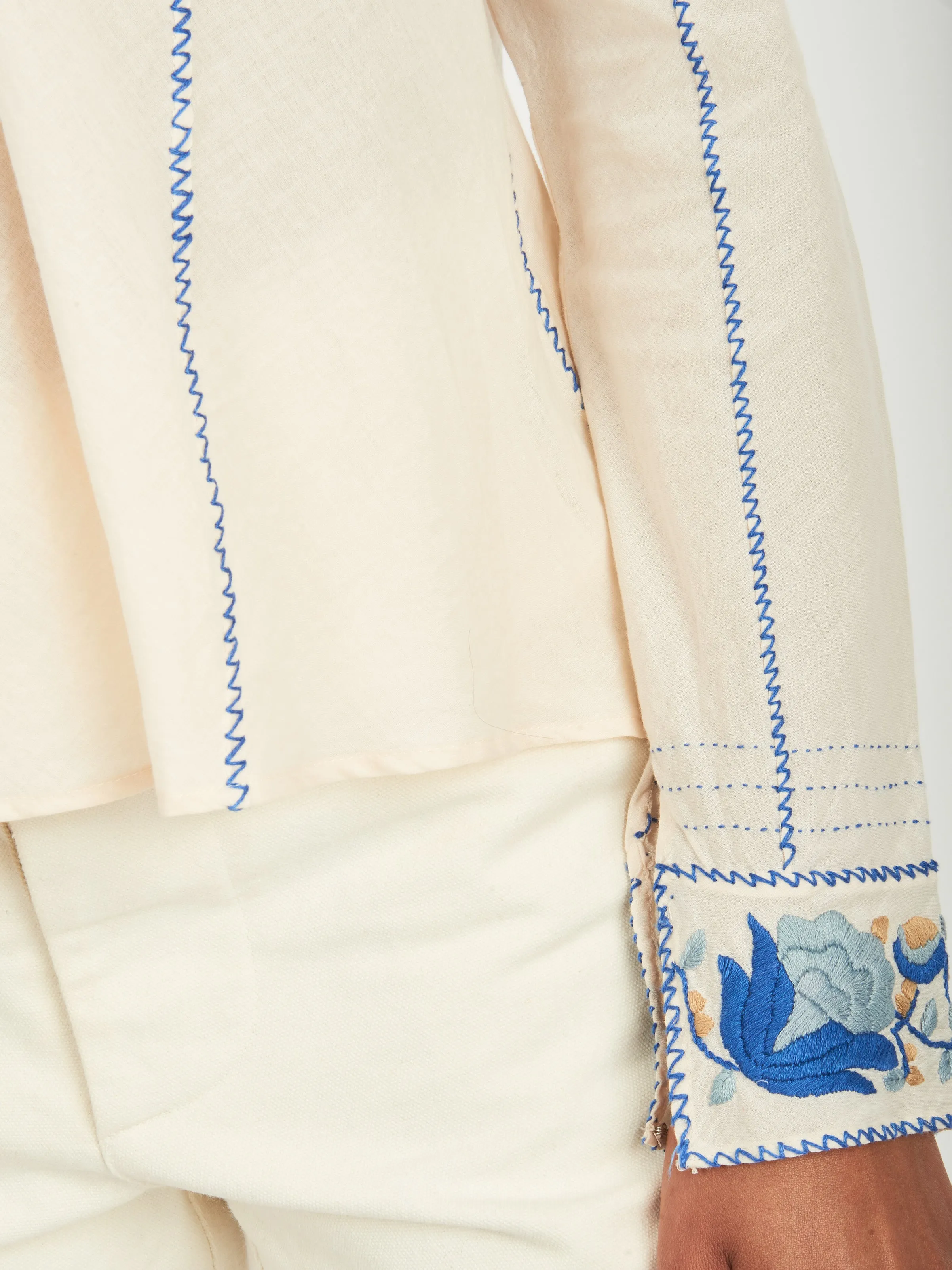 Blue/Cream Embroidered Cornflower Top