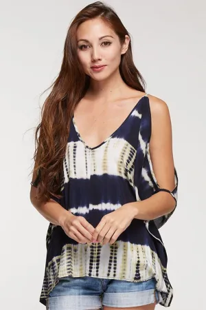 Bohemian Tie Dye Cold Shoulder Top
