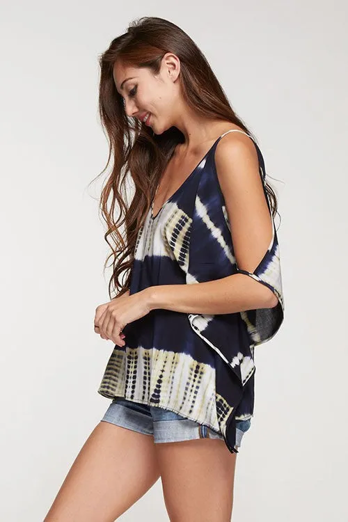 Bohemian Tie Dye Cold Shoulder Top