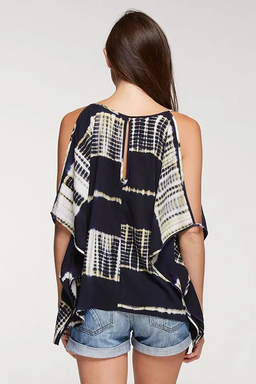 Bohemian Tie Dye Cold Shoulder Top