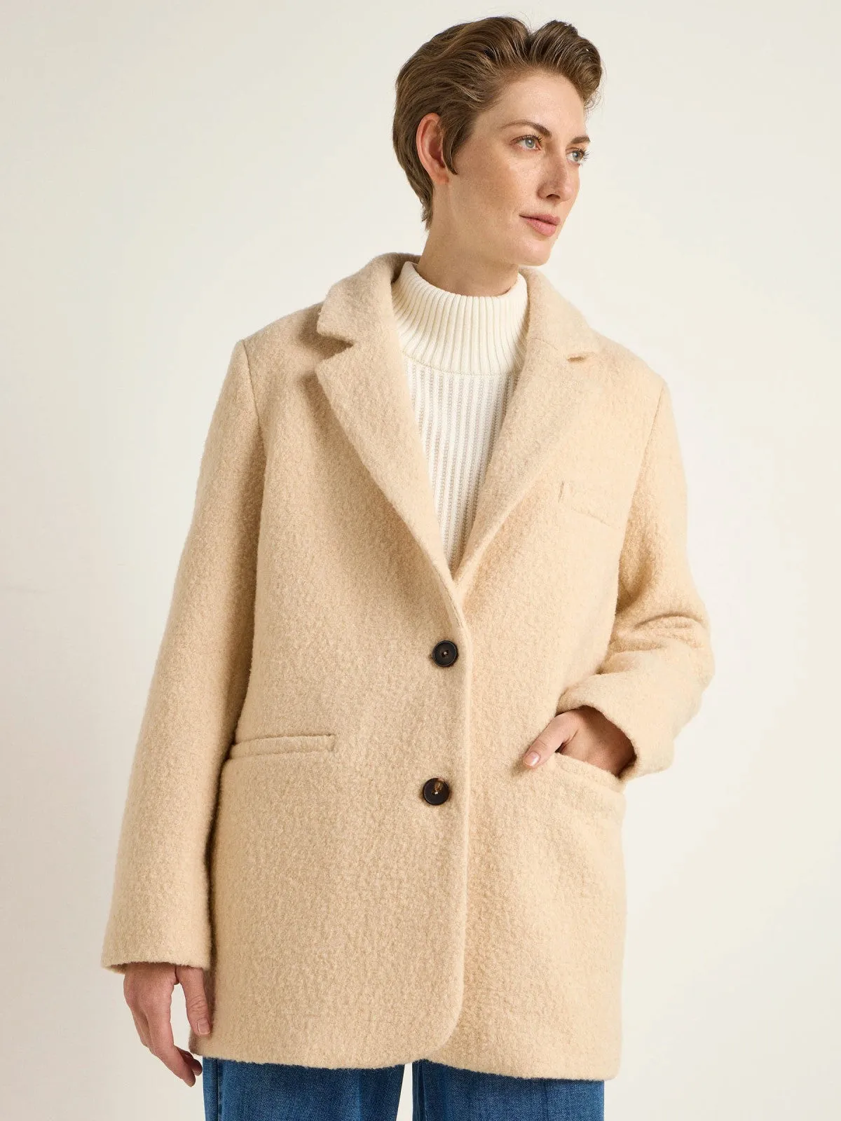 Bouclé blazer coat (GOTS)