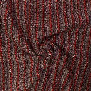 Boucle Jersey Fabric - Plum, red, mustard