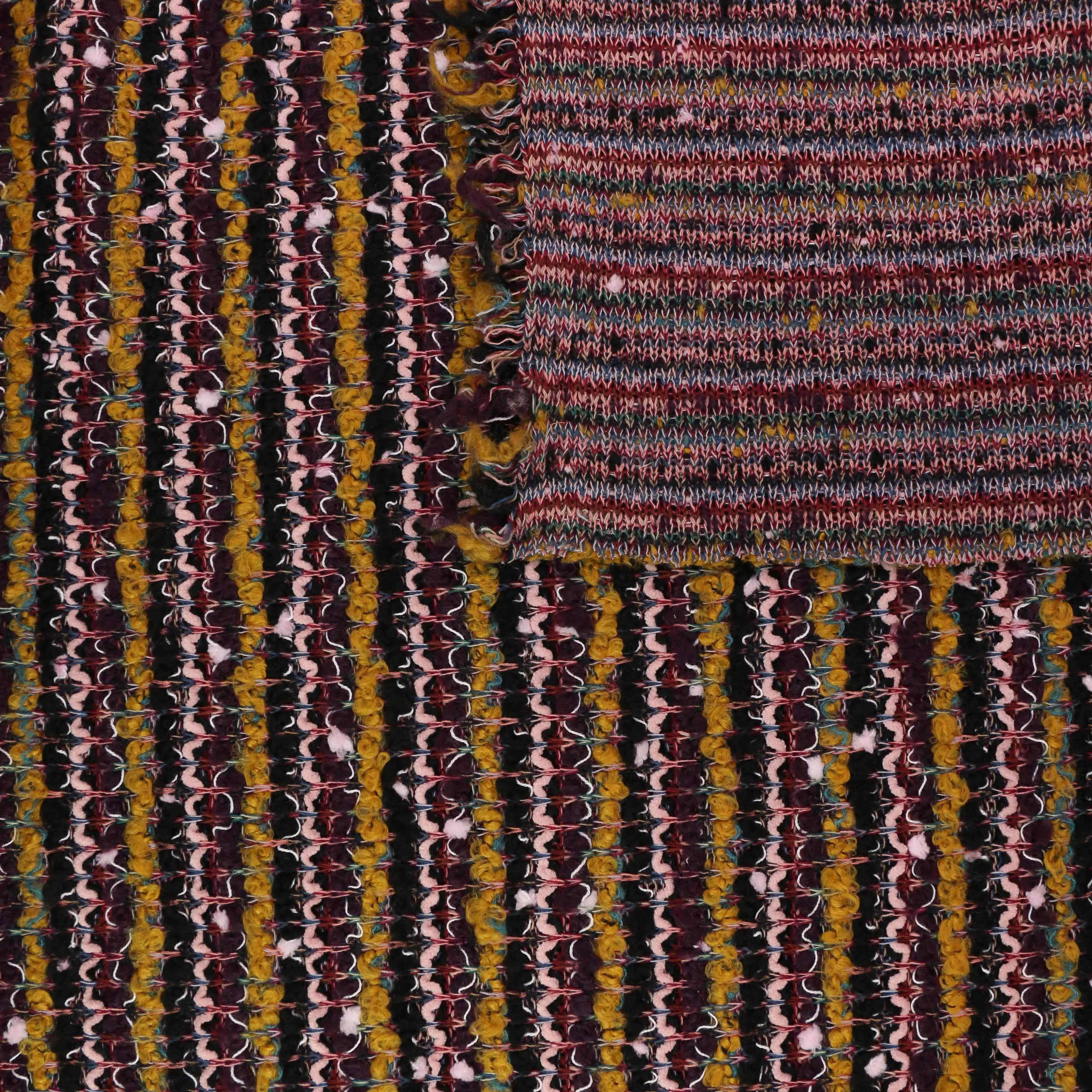 Boucle Jersey Fabric - Plum, red, mustard