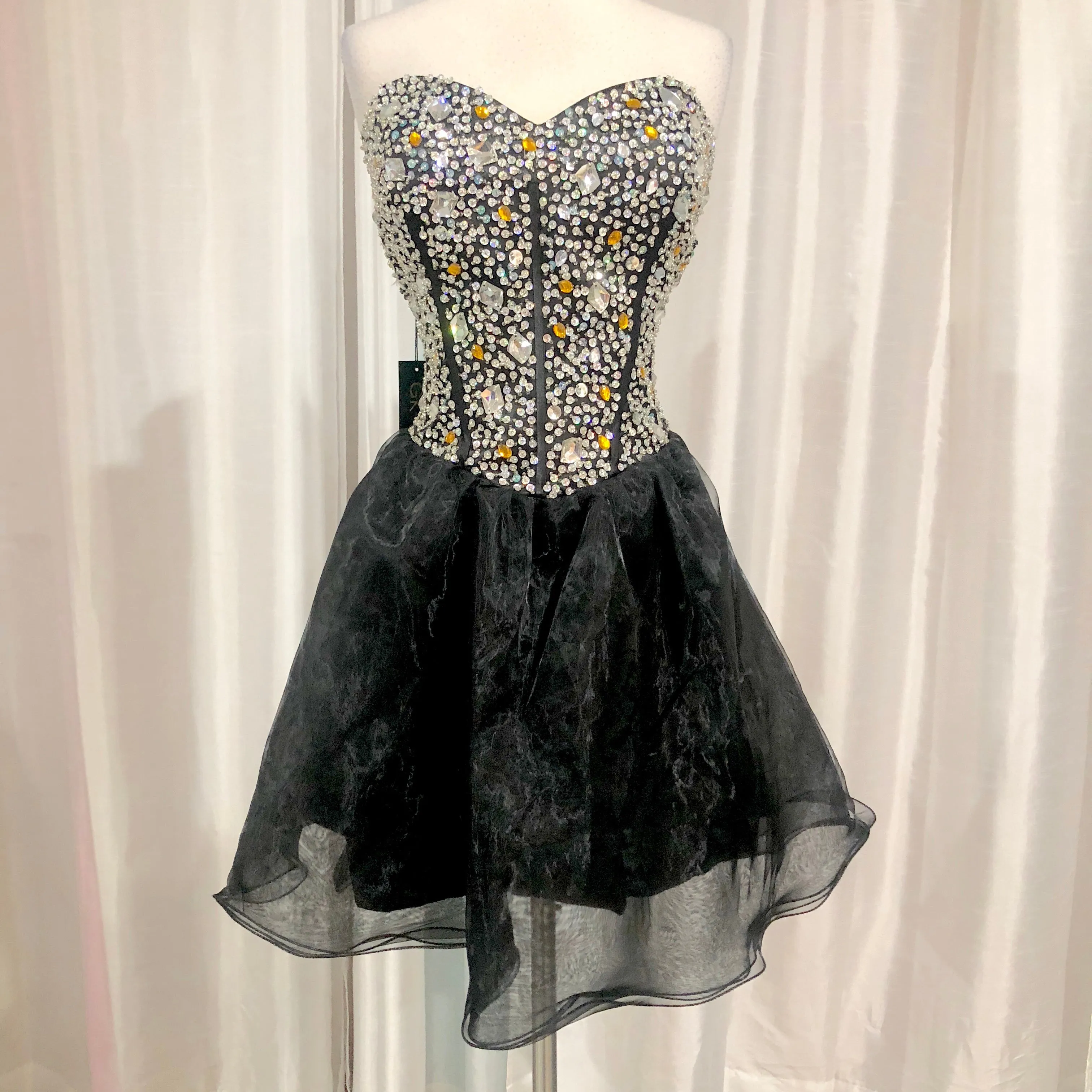 BOUTIQUE Short Strapless Black Gown Size 16 NWT