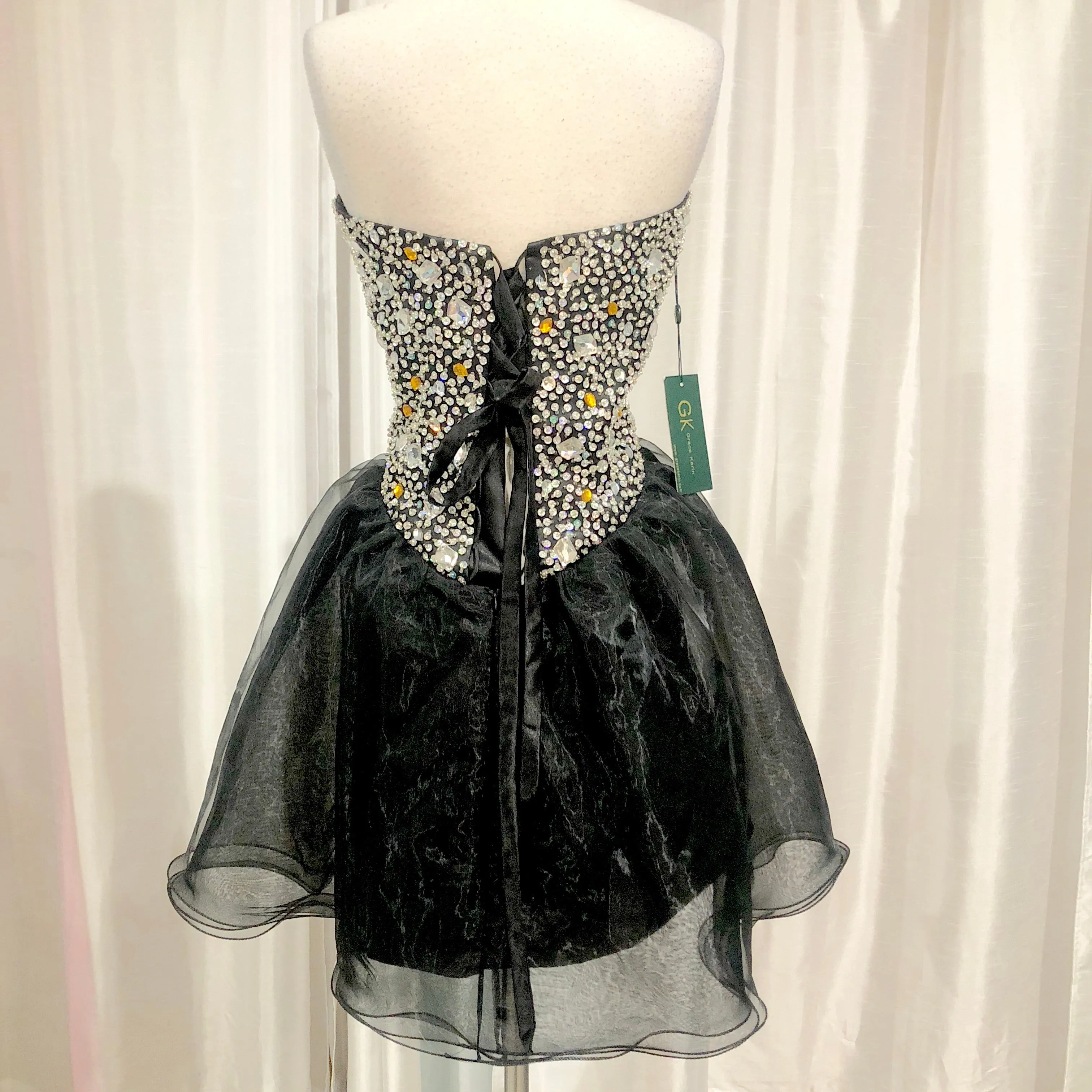 BOUTIQUE Short Strapless Black Gown Size 16 NWT