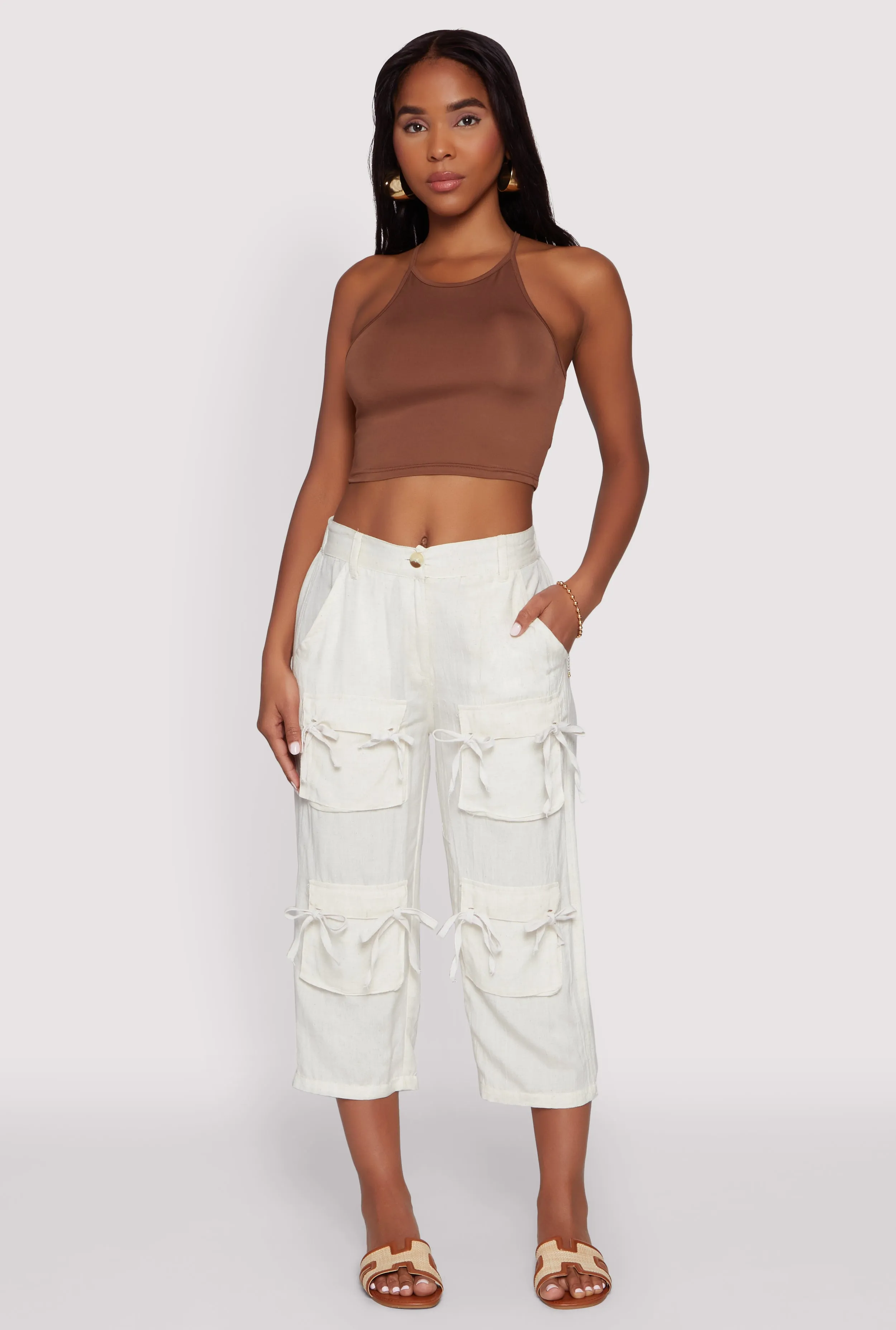 Bow Cargo Pocket Capri Pants