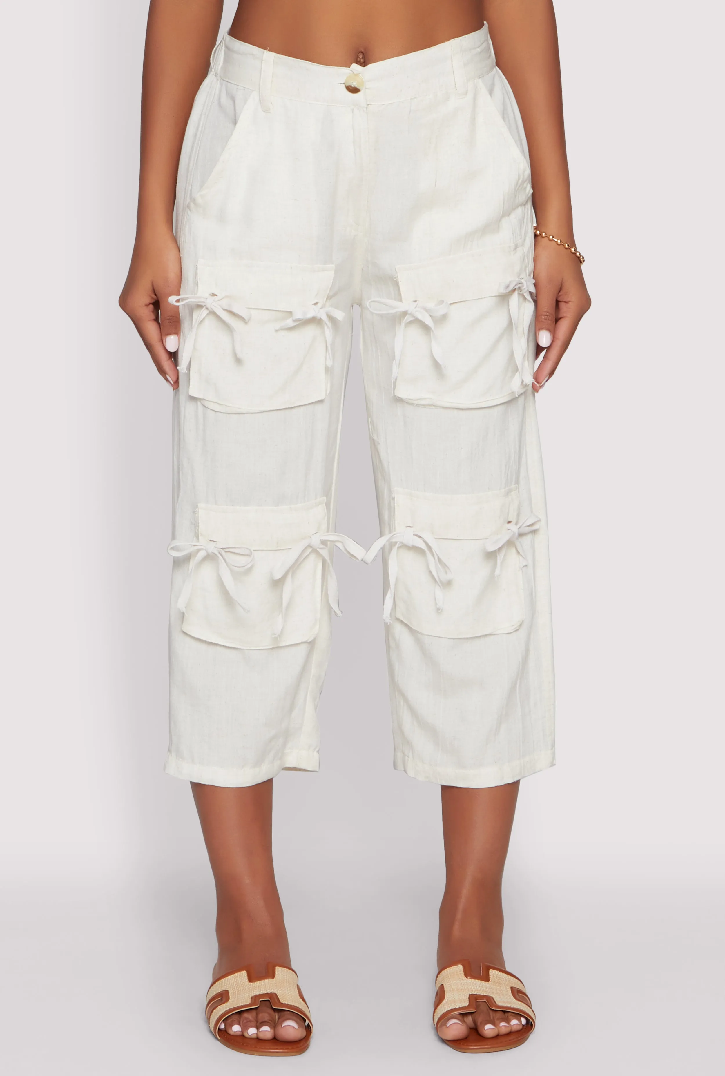 Bow Cargo Pocket Capri Pants