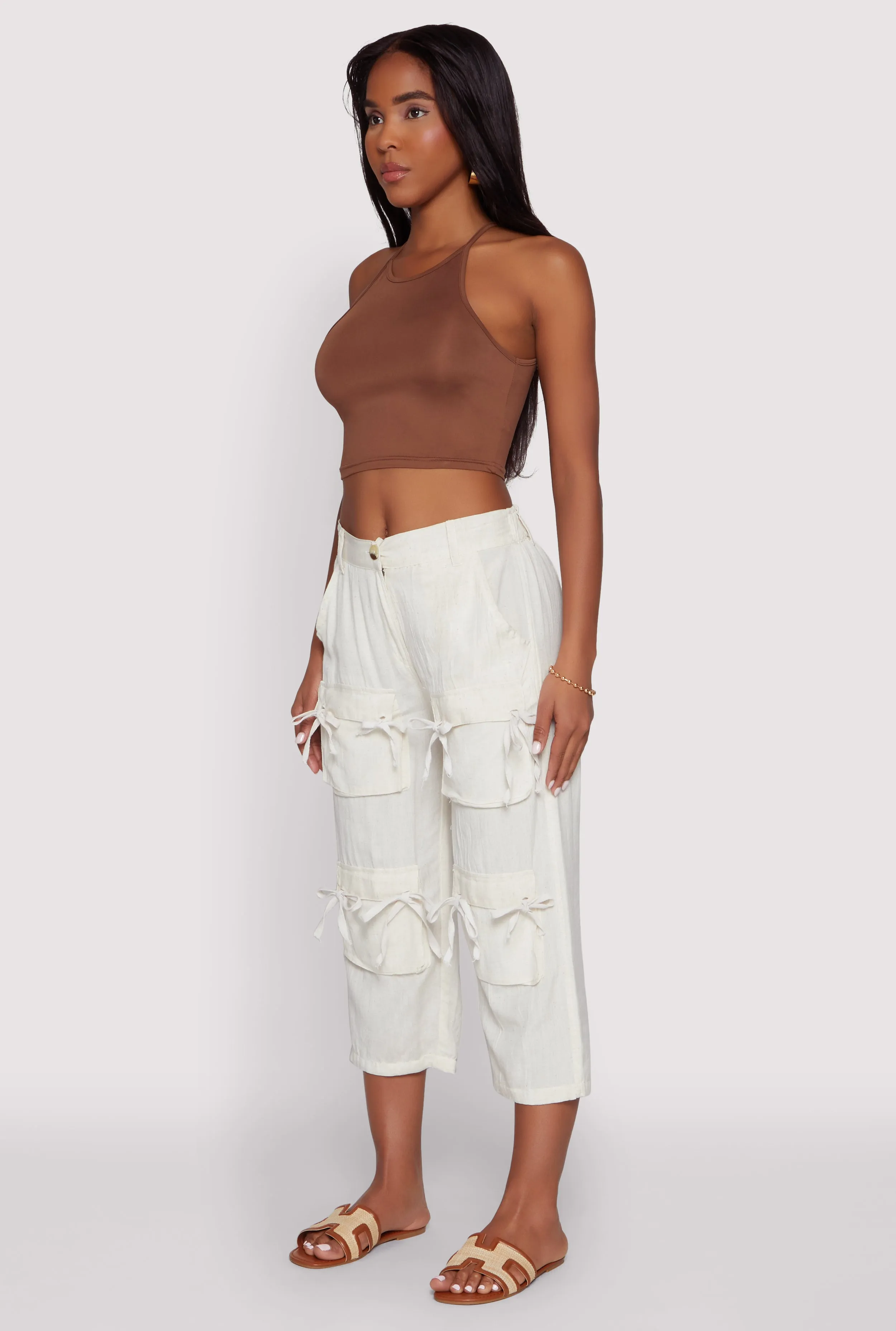 Bow Cargo Pocket Capri Pants