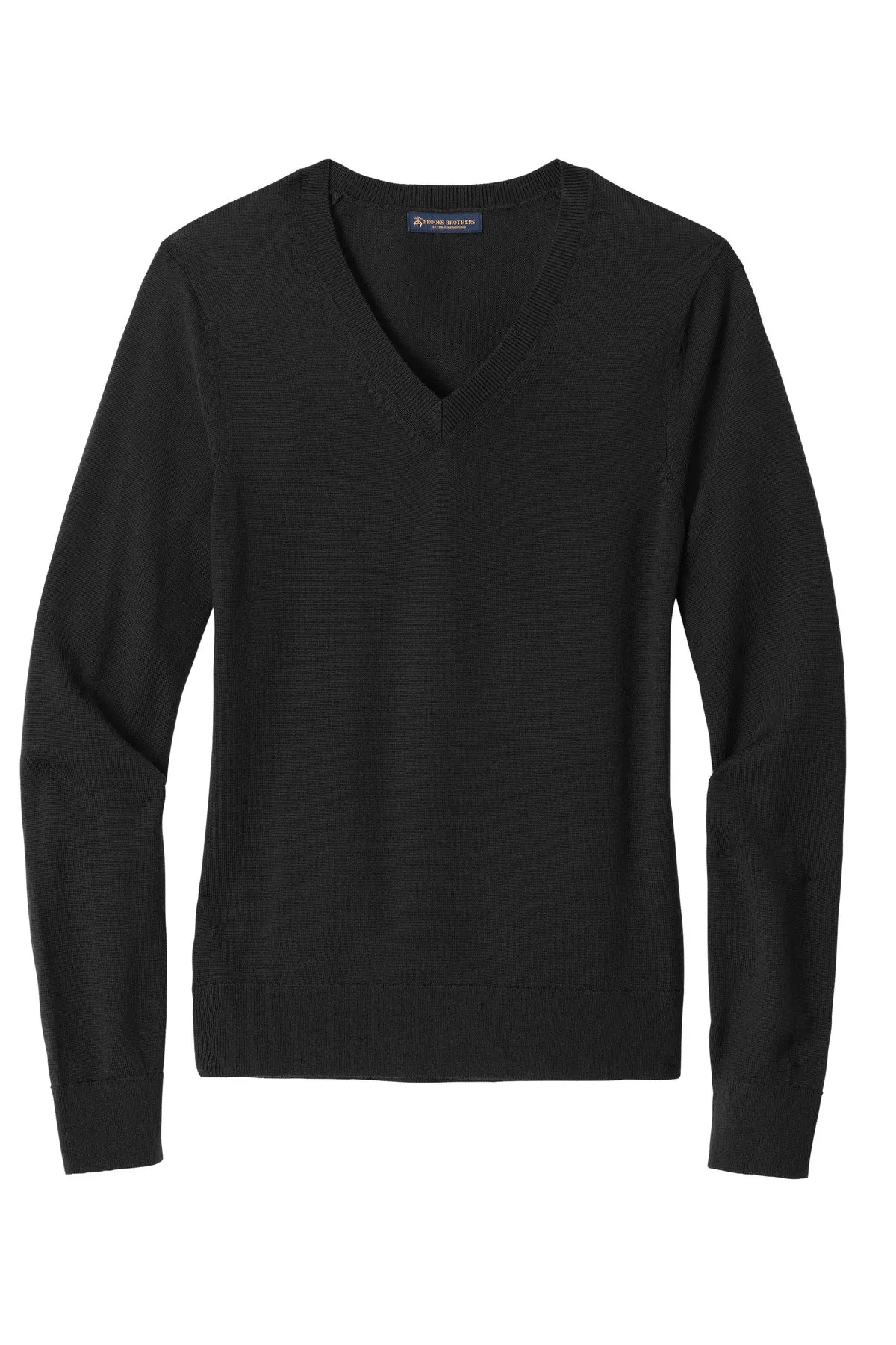 Brooks Brothers Women's Washable Merino V-Neck Sweater BB18411 Deep Black