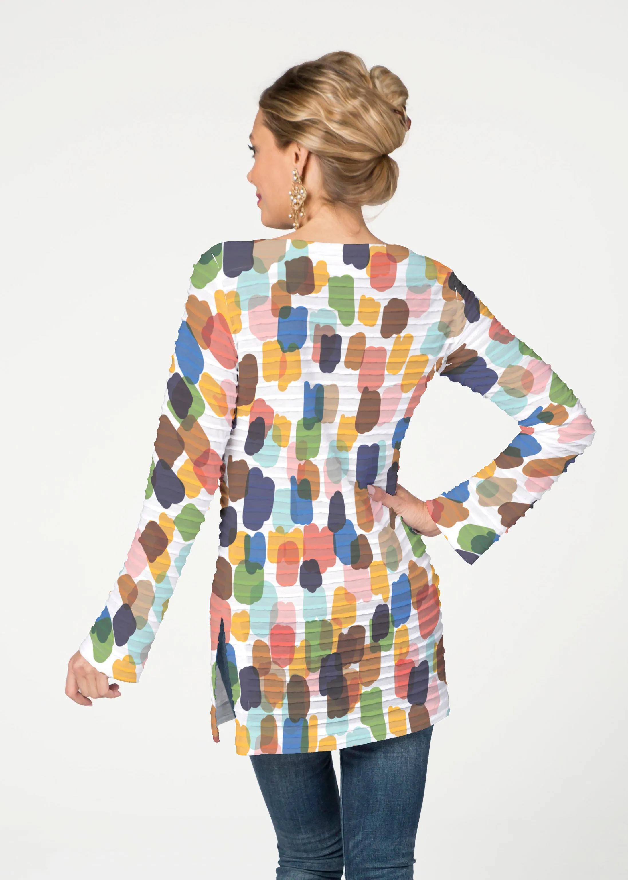Brushstroke Multi (14293) ~ Banded Boatneck Tunic