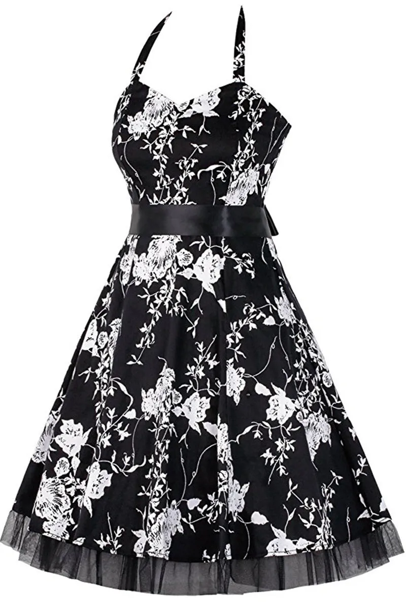 BT3157 Halter Vintage Midi Dress