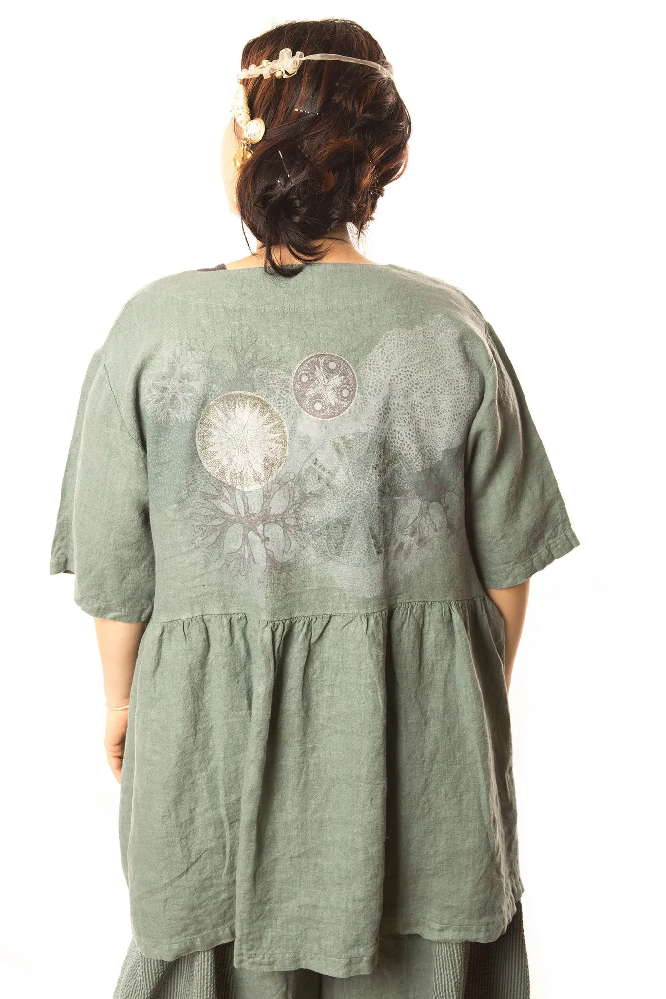 Button Linen Tunic Printed