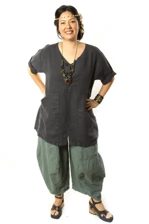 Button Linen Tunic Printed