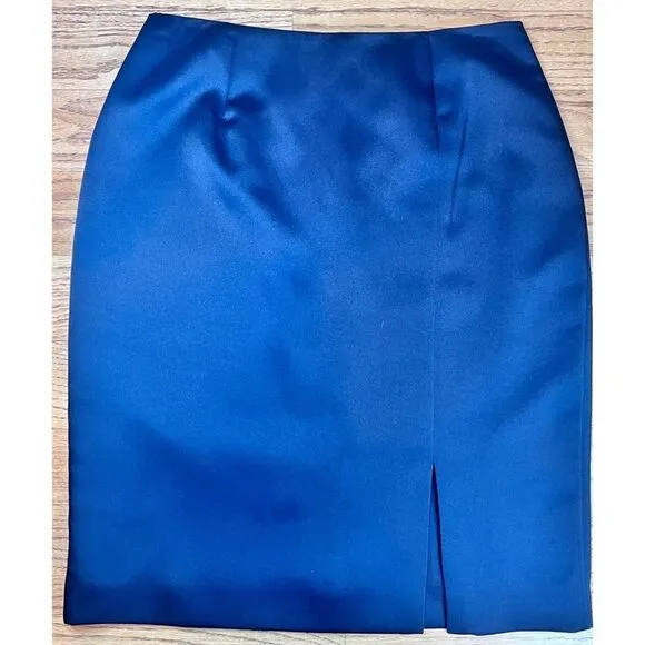 Cache’ Black Satin Short Evening Skirt Side Slit Lined Elegant Size 6 NWT