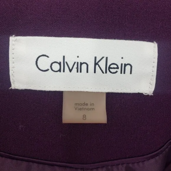 Calvin Klein Asymmetrical Moto Zip Up Blazer Jacket 8 Gold Zipper Plum Purple