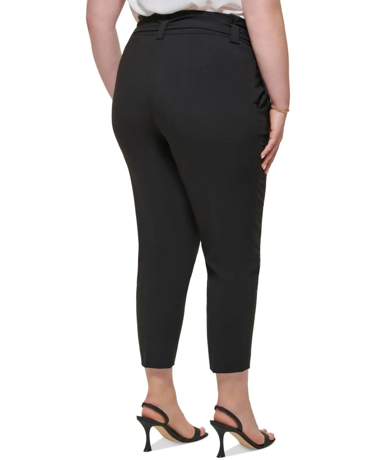 Calvin Klein Womens Plus Size Tie Waist Pants X26PL635 Black 22W
