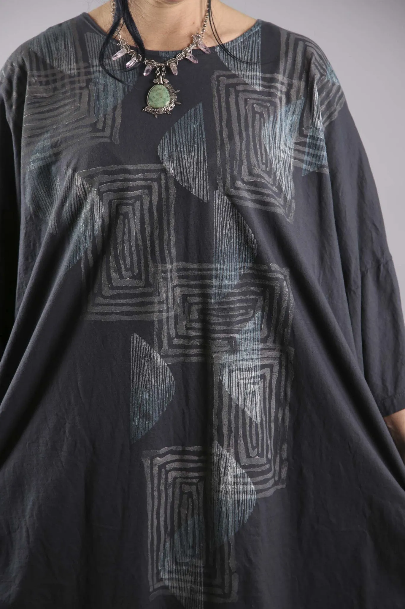 Camp Oversized Graphite Tunic Printed-2262F
