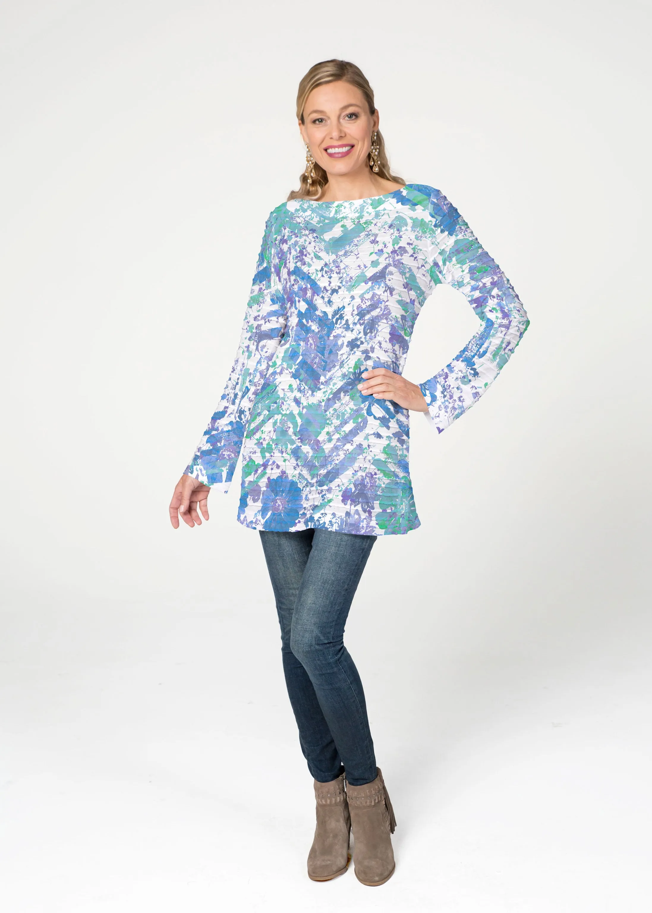 Capizee (16231) ~ Banded Boatneck Tunic