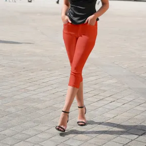 Capris Ultra Stretch Skinny Pants in Orange