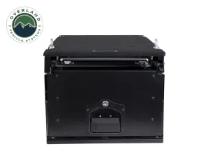 Cargo Box With Slide Out Drawer & Working Station Size Black Powder Coat Universal Overland Vehicle Systems