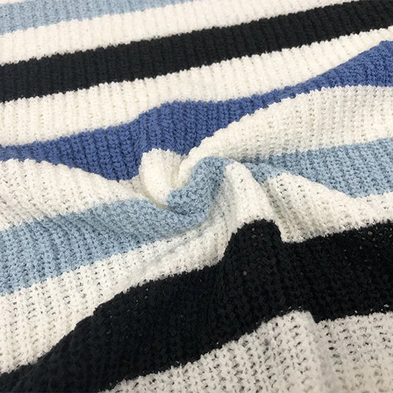 Casual Striped Patchwork Contrast O Neck Tops