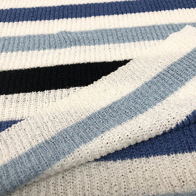 Casual Striped Patchwork Contrast O Neck Tops