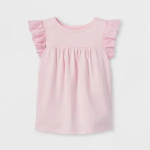 Cat & Jack Toddler Girls' Eyelet Short Sleeve T-Shirt