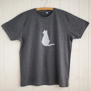 Cat Applique T-shirt - unisex/mens fit - Grey