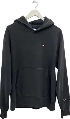 Champion Grey Reverse Weave Embroidered Logo Hoodie UK M