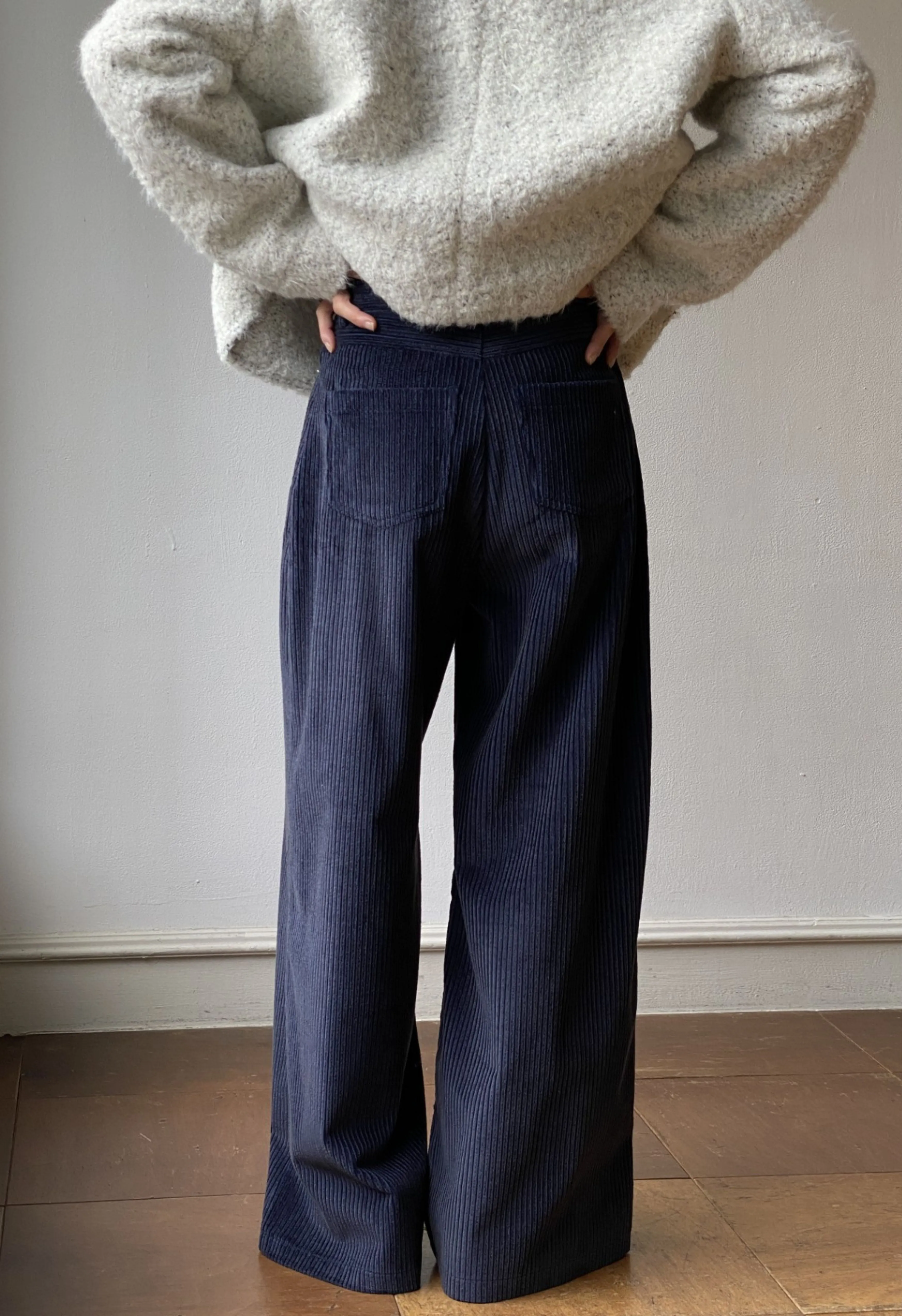 Chan Corduroy Pants on Navy Blue