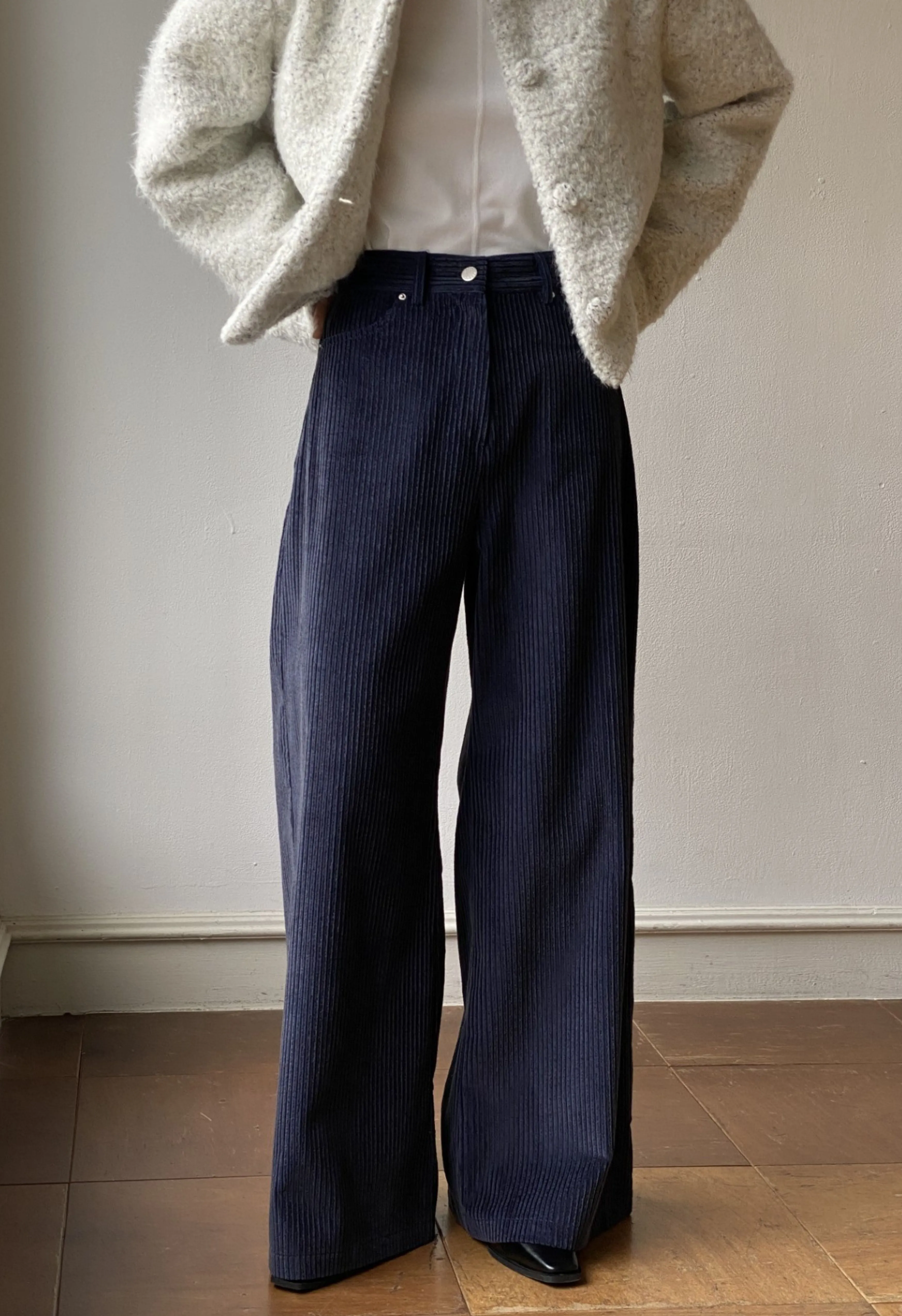 Chan Corduroy Pants on Navy Blue
