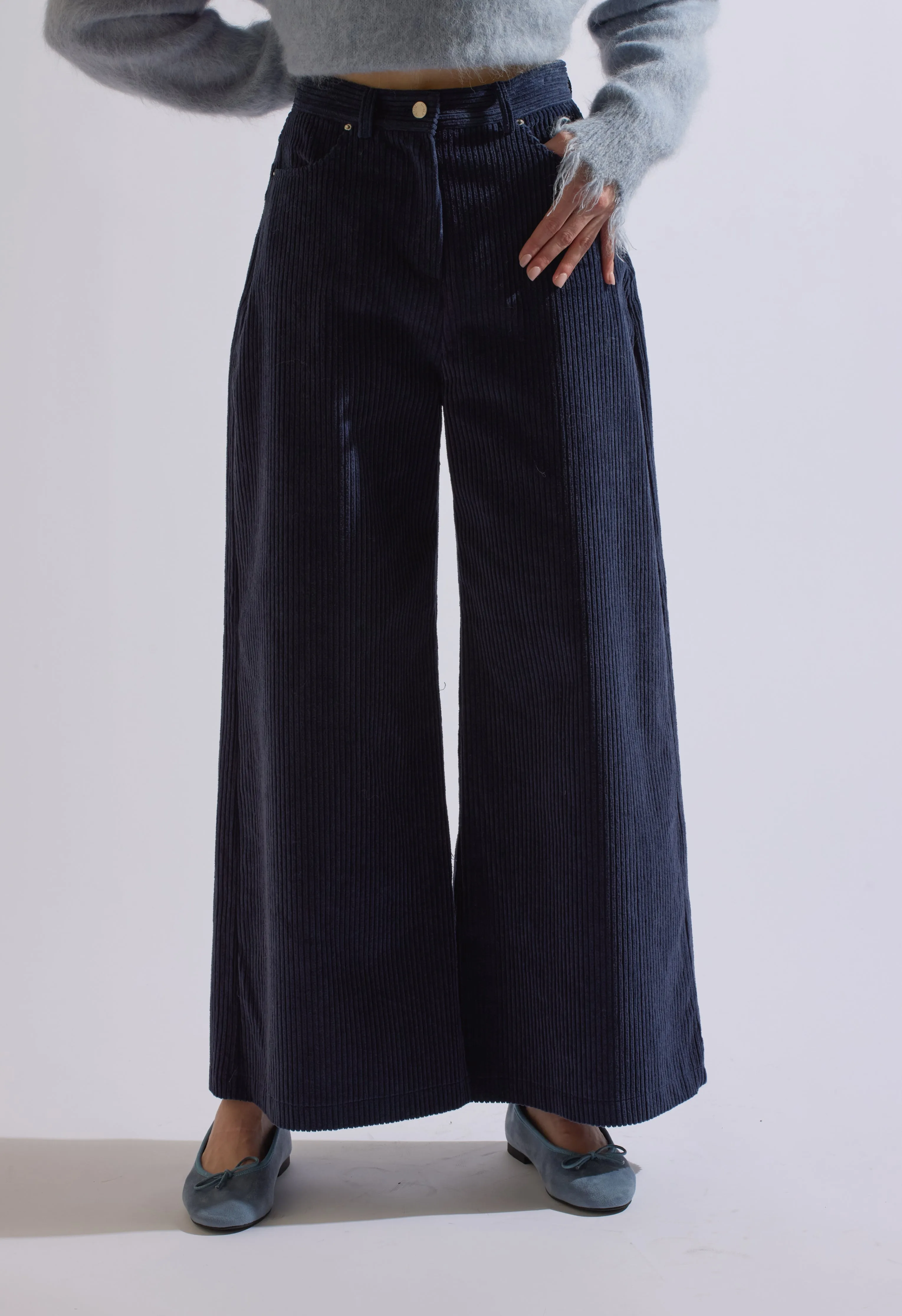 Chan Corduroy Pants on Navy Blue