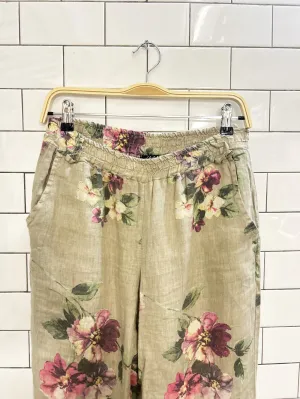 charlie b linen wide leg floral capris