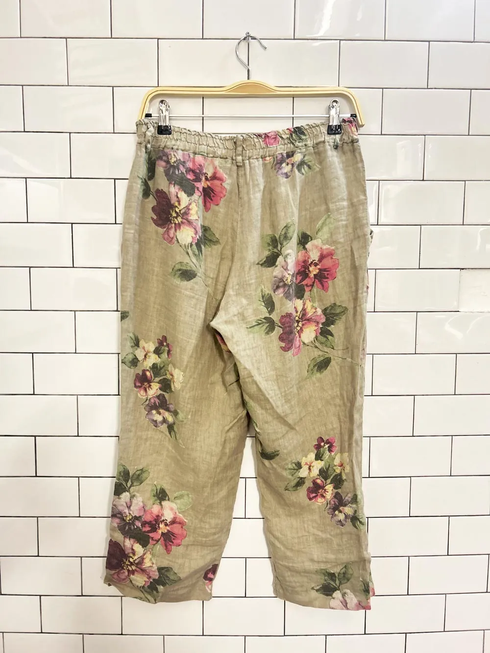 charlie b linen wide leg floral capris