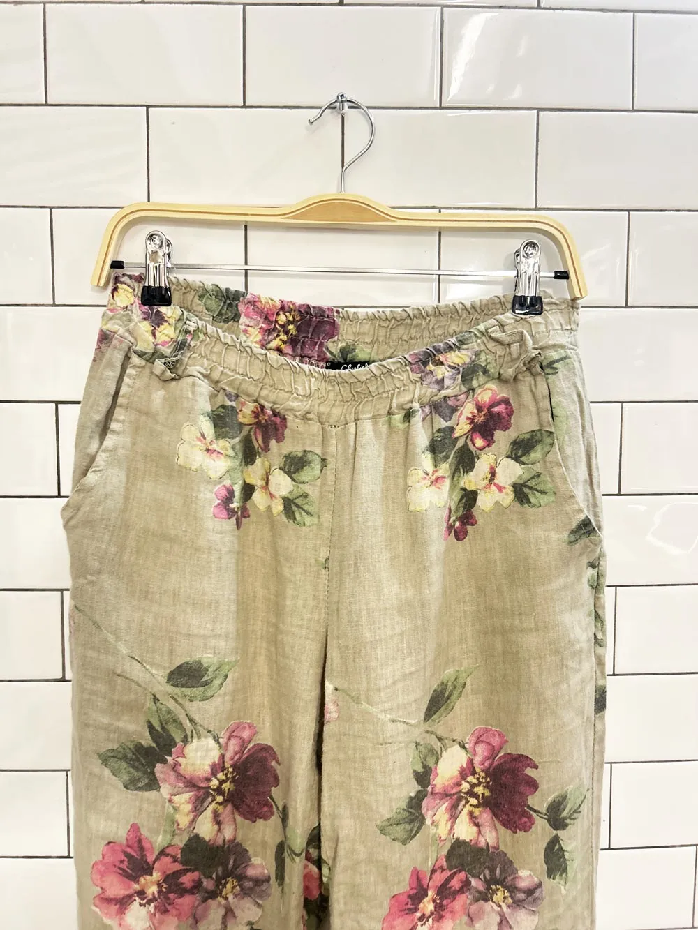 charlie b linen wide leg floral capris